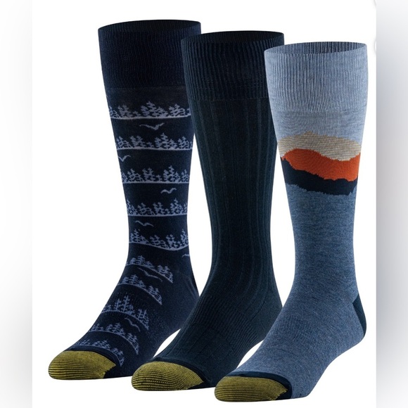 GoldToe Edition Mens Blueridge Crew Socks Assorted, 3 Pack - Picture 1 of 7